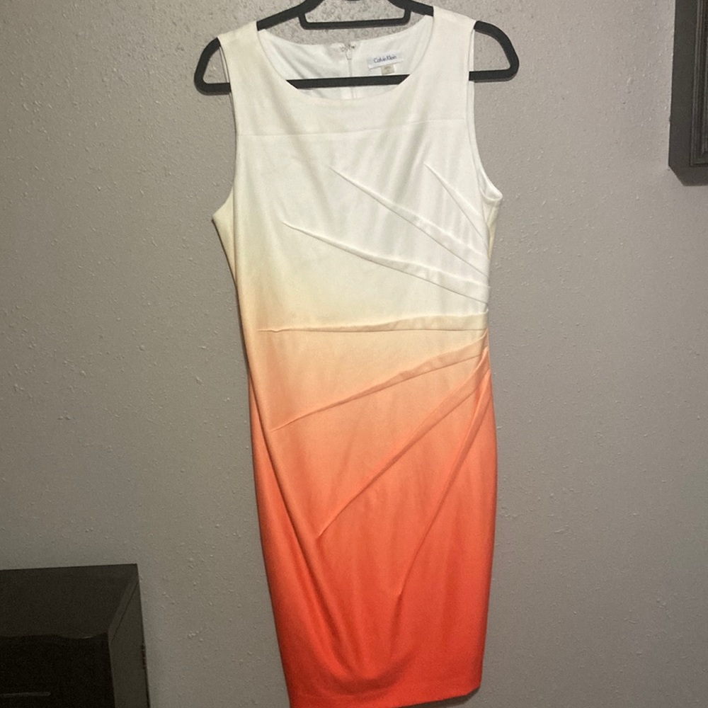 Calvin Klein Orange and White Dress